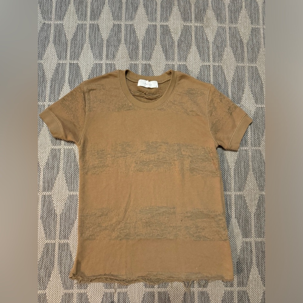 IRO Jeans LARRY Shredded Sheer Pattern Short Sleeve Raw Hem Top Size Small, EUC